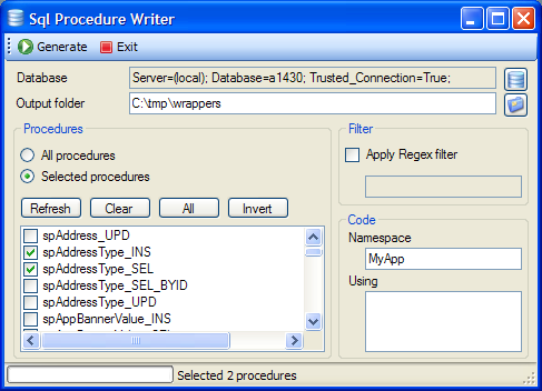 SQL Procedure Writer  1.0.0