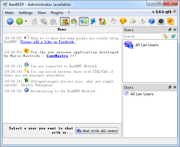 BeeBEEP(局域网聊天共享工具)截图